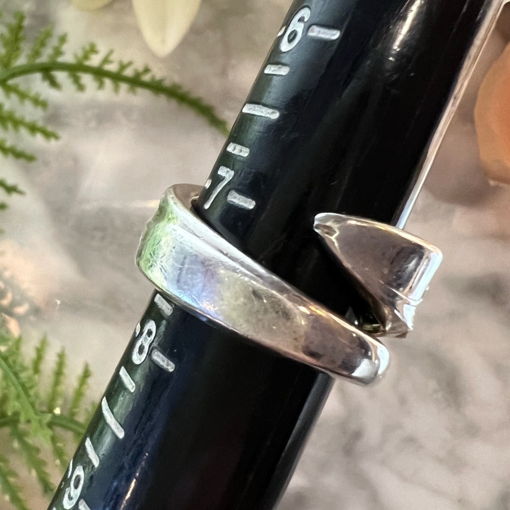 Vintage Silver Wrap Ring with Rose Embossed design. Morning Rose about 7-7.25 - Picture 16 of 17